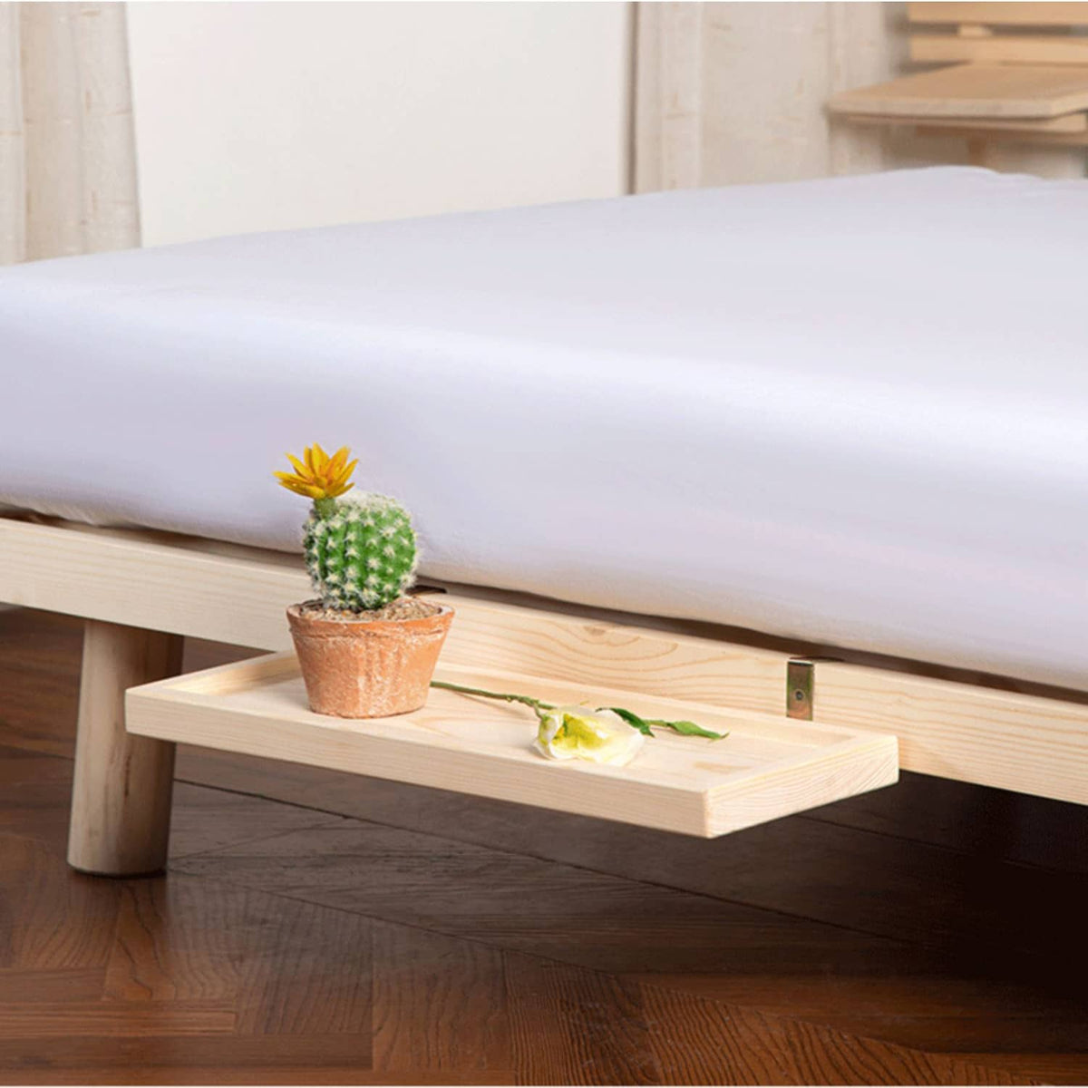 Rustic Fir Wood Bed in Natural White and Brown Finish fcsnm-902