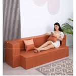 Stylish Yellow Orange Grey Leathaire Sofa Bed - Ultimate Comfort with Foam and Figure Cotton fcsnm-910