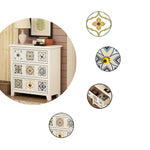 Solid Wood Ceramic Patterned Cabinet - Vintage Style Drawers for Elegant Home Decor fcwz-2349
