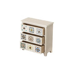 Solid Wood Ceramic Patterned Cabinet - Vintage Style Drawers for Elegant Home Decor fcwz-2349