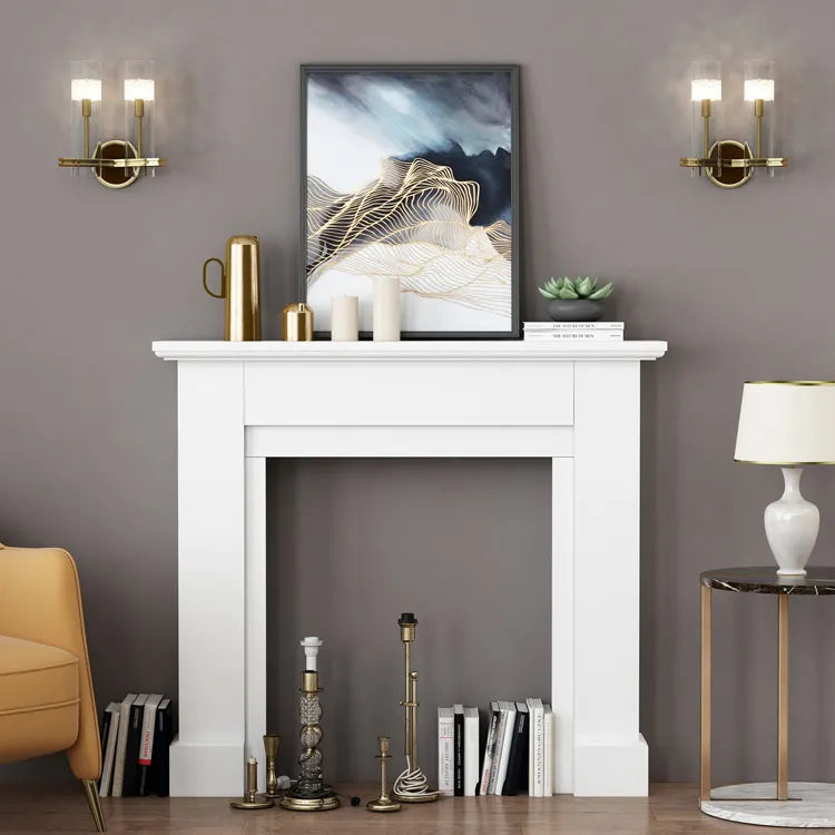 Elegant White Wooden Mantel Display Shelf - Perfect for Home Decor and Storage fcwz-2352