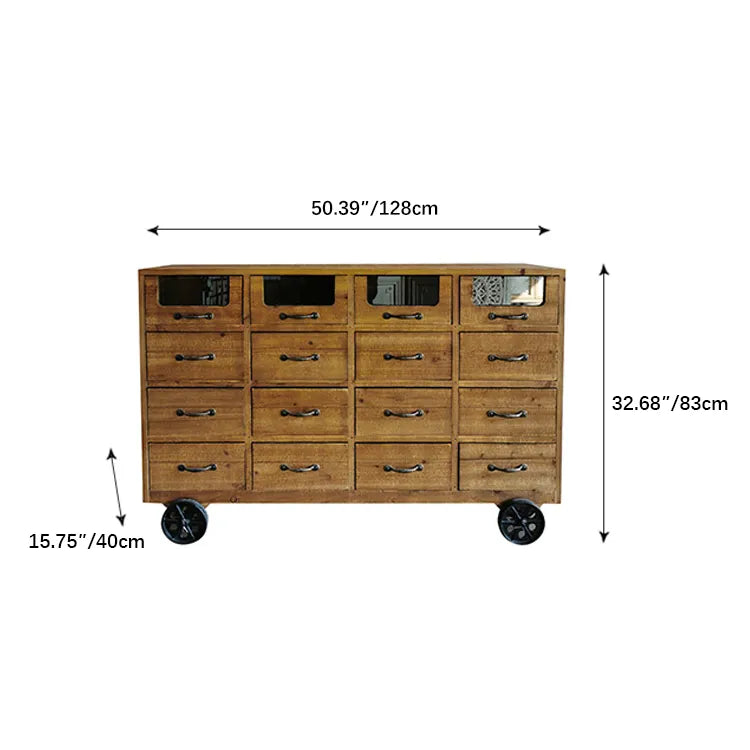 Vintage Industrial Solid Wood Cabinet with Glass Accents fcwz-2354