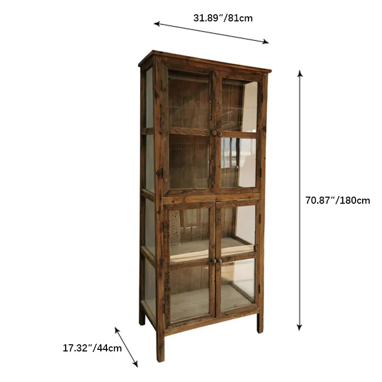 Rustic Chinese Fir and Glass Display Cabinet - Chic Storage Solution for Any Room fcwz-2356