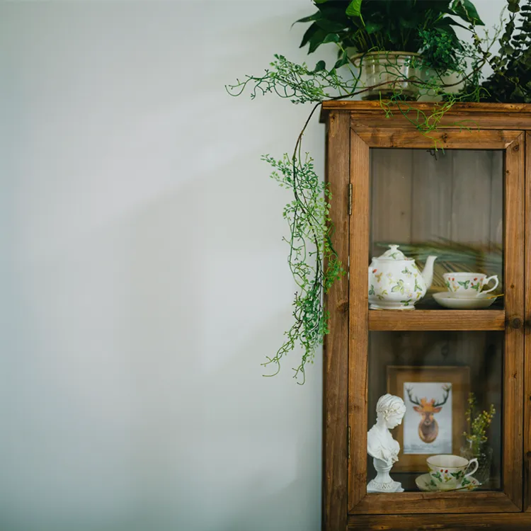 Rustic Chinese Fir and Glass Display Cabinet - Chic Storage Solution for Any Room fcwz-2356