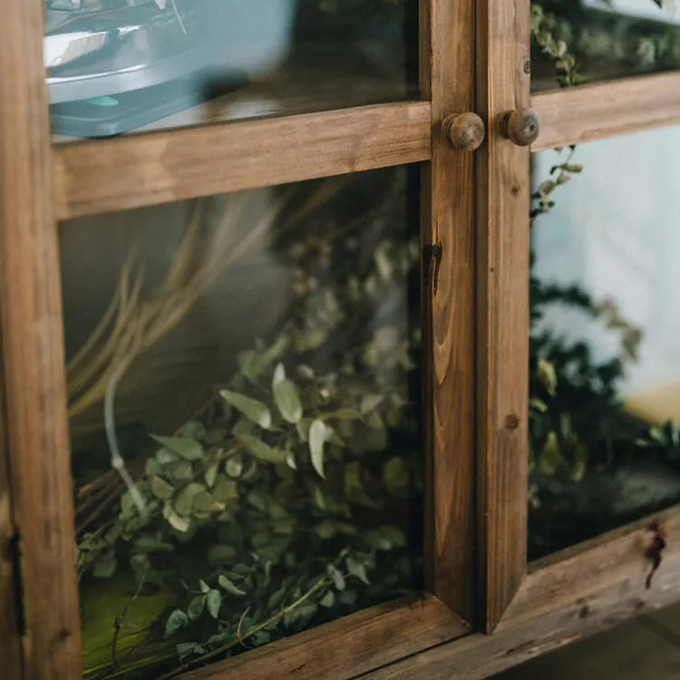 Rustic Chinese Fir and Glass Display Cabinet - Chic Storage Solution for Any Room fcwz-2356