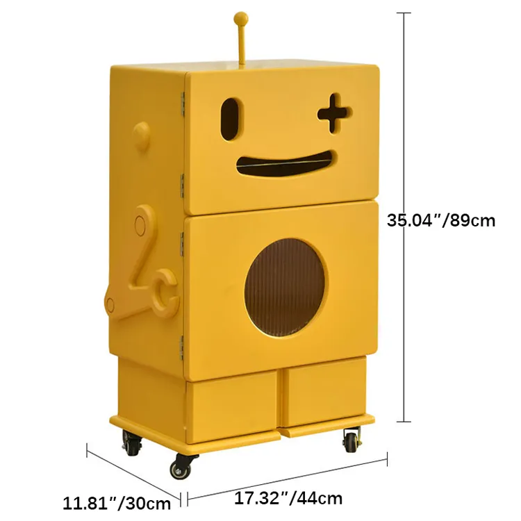 Colorful Robot-Themed Cabinet with Wheels - Creative Storage Solution for Kids' Rooms, Density Board Glass fcwz-2367