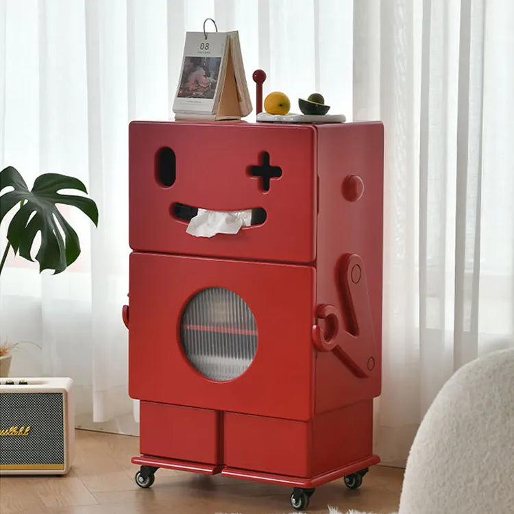 Colorful Robot-Themed Cabinet with Wheels - Creative Storage Solution for Kids' Rooms, Density Board Glass fcwz-2367