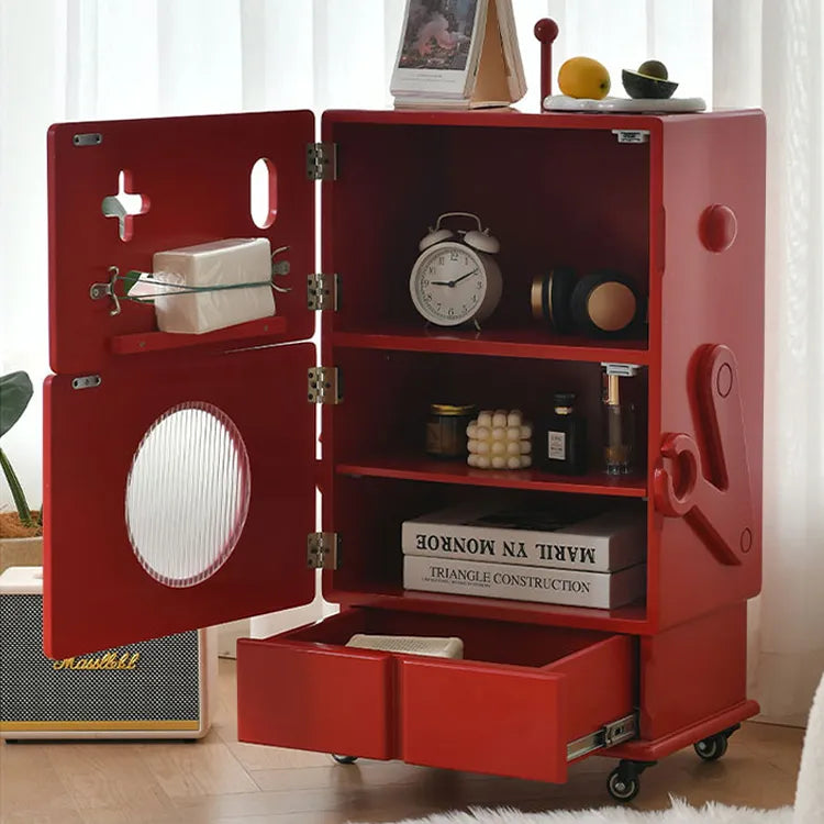 Colorful Robot-Themed Cabinet with Wheels - Creative Storage Solution for Kids' Rooms, Density Board Glass fcwz-2367