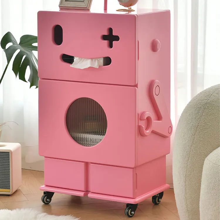 Colorful Robot-Themed Cabinet with Wheels - Creative Storage Solution for Kids' Rooms, Density Board Glass fcwz-2367