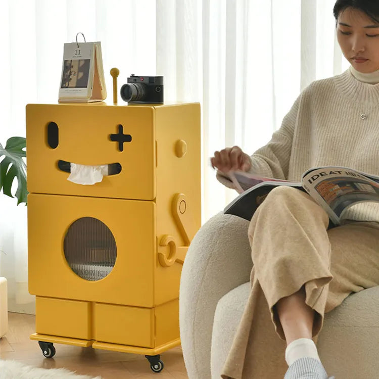 Colorful Robot-Themed Cabinet with Wheels - Creative Storage Solution for Kids' Rooms, Density Board Glass fcwz-2367