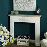 Rustic Chinese Fir Mantelpiece Storage Rack–Elegant Fireplace Decor with Vintage Charm fcwz-2368