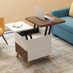 Multi-layer Oak Tea Table with Adjustable Design and Brass Accents fcx-2585