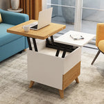 Multi-layer Oak Tea Table with Adjustable Design and Brass Accents fcx-2585