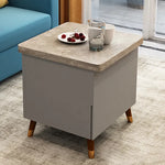 Multi-layer Oak Tea Table with Adjustable Design and Brass Accents fcx-2585