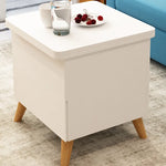 Multi-layer Oak Tea Table with Adjustable Design and Brass Accents fcx-2585