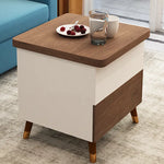 Multi-layer Oak Tea Table with Adjustable Design and Brass Accents fcx-2585