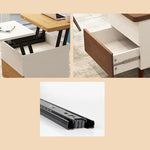 Multi-layer Oak Tea Table with Adjustable Design and Brass Accents fcx-2585