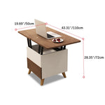 Multi-layer Oak Tea Table with Adjustable Design and Brass Accents fcx-2585