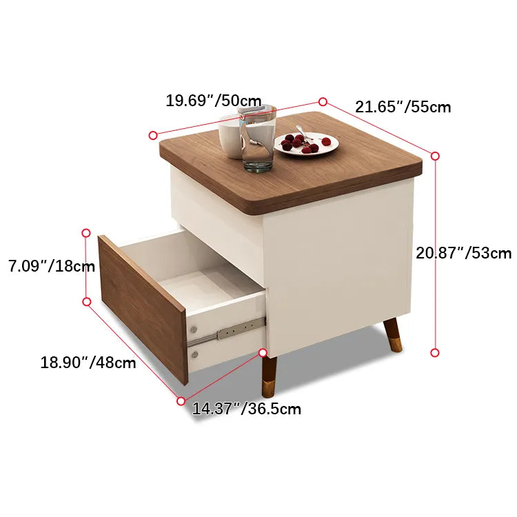 Multi-layer Oak Tea Table with Adjustable Design and Brass Accents fcx-2585