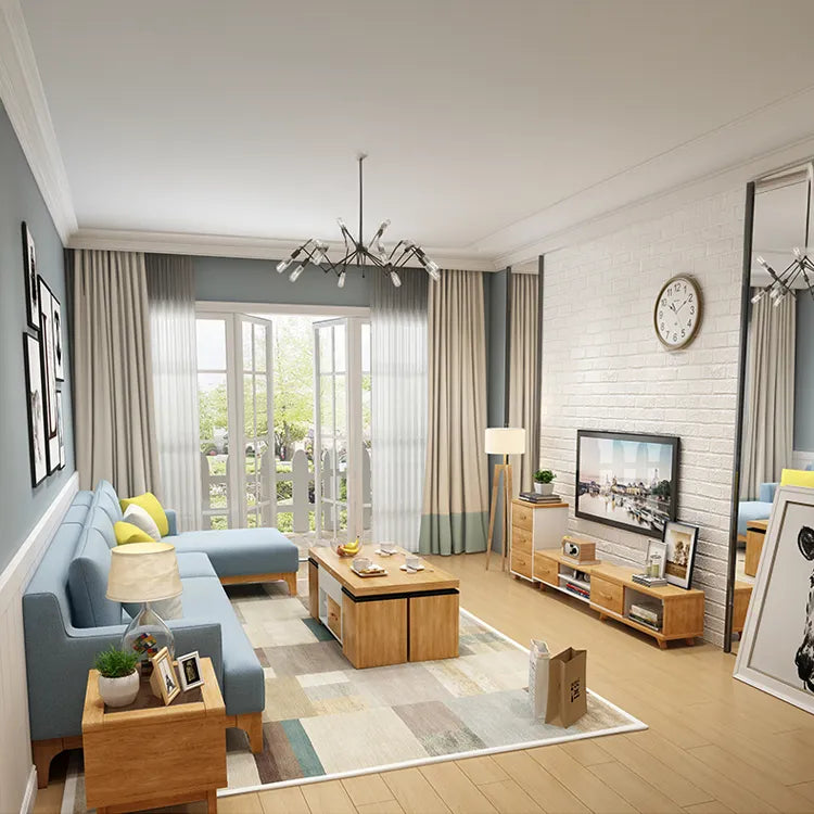 Modern Solid Wood Tea Table with Synthetic Leather Accents - Perfect for Stylish Living Rooms fcx-2588