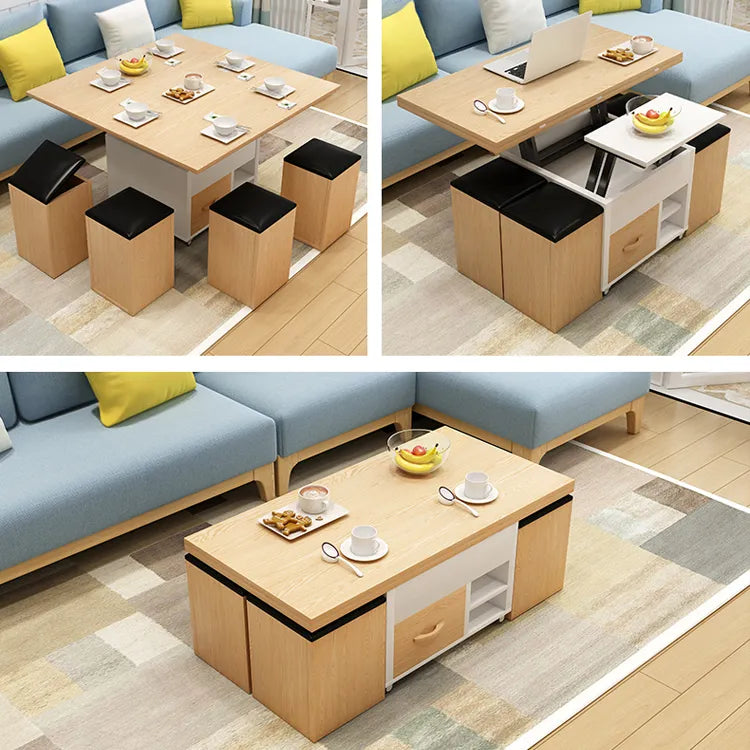 Modern Solid Wood Tea Table with Synthetic Leather Accents - Perfect for Stylish Living Rooms fcx-2588