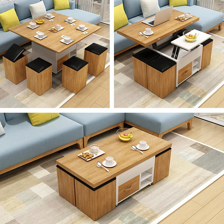 Modern Solid Wood Tea Table with Synthetic Leather Accents - Perfect for Stylish Living Rooms fcx-2588