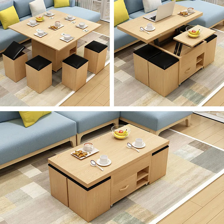 Modern Solid Wood Tea Table with Synthetic Leather Accents - Perfect for Stylish Living Rooms fcx-2588