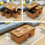 Modern Solid Wood Tea Table with Synthetic Leather Accents - Perfect for Stylish Living Rooms fcx-2588