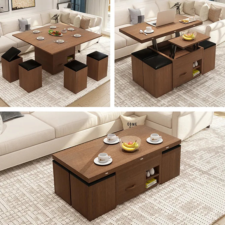 Modern Solid Wood Tea Table with Synthetic Leather Accents - Perfect for Stylish Living Rooms fcx-2588