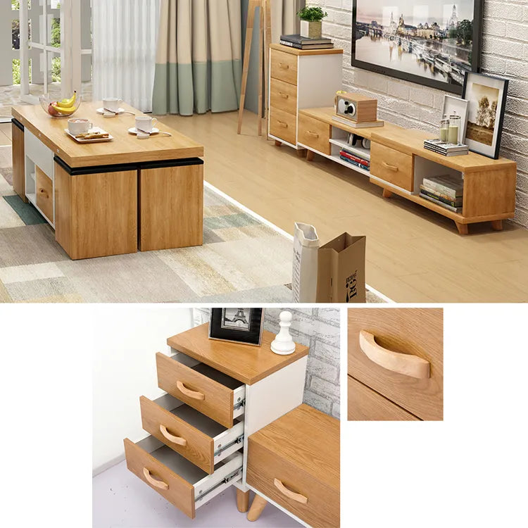 Modern Solid Wood Tea Table with Synthetic Leather Accents - Perfect for Stylish Living Rooms fcx-2588