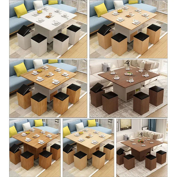 Modern Solid Wood Tea Table with Synthetic Leather Accents - Perfect for Stylish Living Rooms fcx-2588