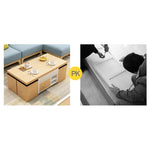 Modern Solid Wood Tea Table with Synthetic Leather Accents - Perfect for Stylish Living Rooms fcx-2588