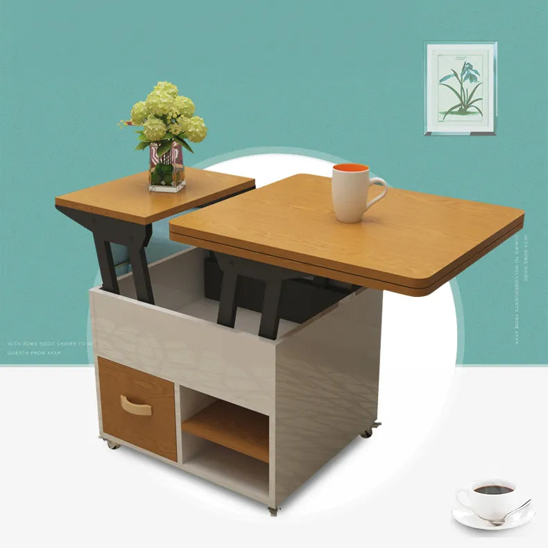 Multi-Functional Tea Table with Storage - Stylish Multi-Layer Board Design fcx-2589