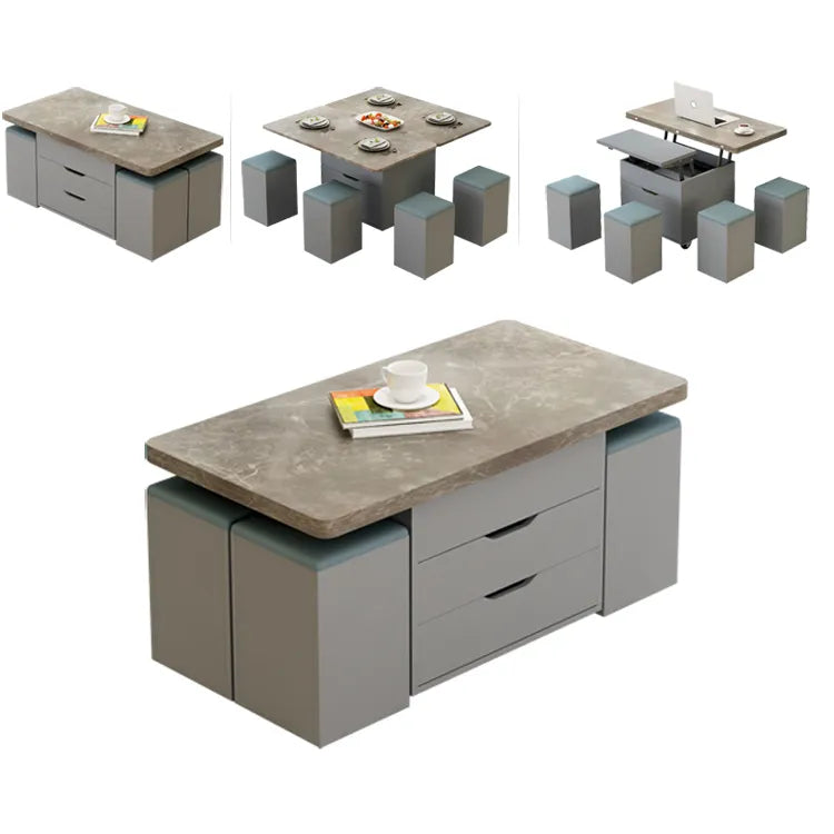 Modern Multi-layer Board Tea Table with Synthetic Leather Seating - Perfect for Elegant Dining Spaces fcx-2590