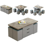 Modern Multi-layer Board Tea Table with Synthetic Leather Seating - Perfect for Elegant Dining Spaces fcx-2590