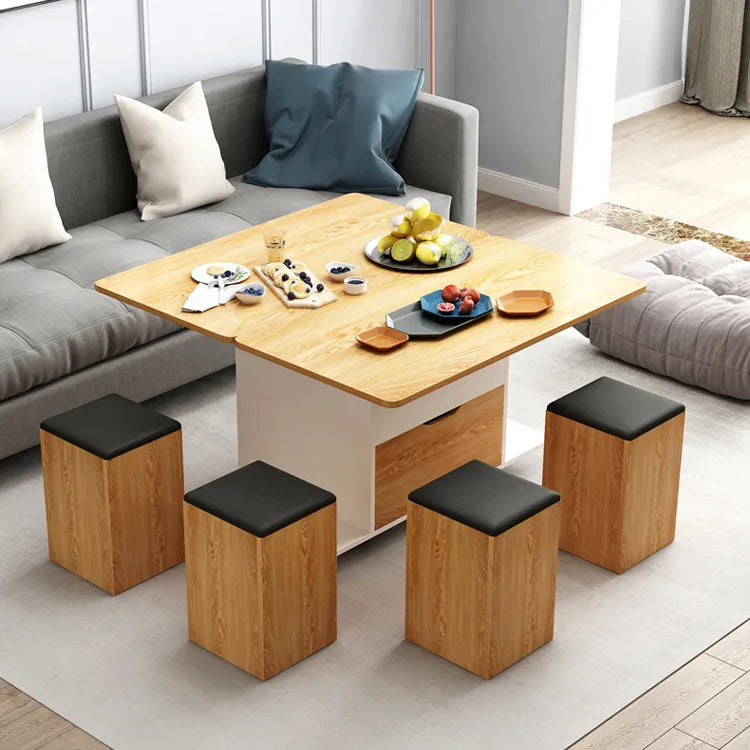Modern Multi-Layer Tea Table with Synthetic Leather Finish - Stylish Centerpiece for Your Living Room fcx-2591