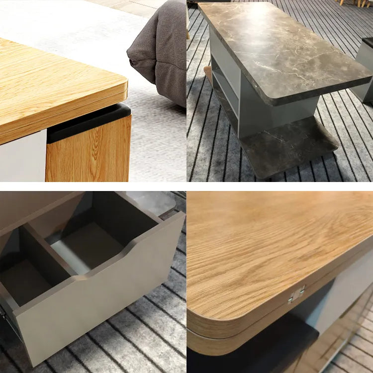 Modern Multi-Layer Tea Table with Synthetic Leather Finish - Stylish Centerpiece for Your Living Room fcx-2591