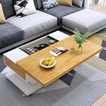 Modern Wooden Tea Table with Storage and Adjustable Height for Living Room fcx-2592