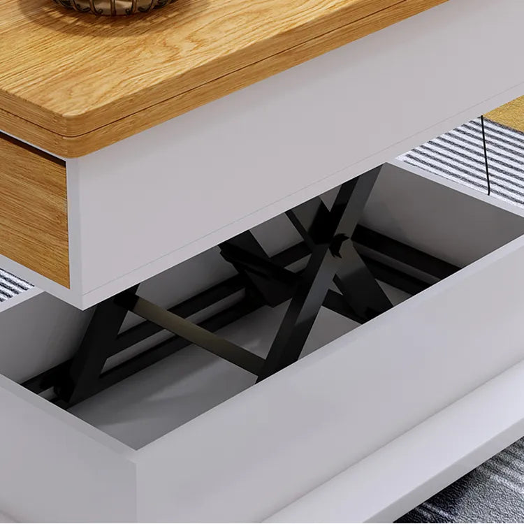 Modern Wooden Tea Table with Storage and Adjustable Height for Living Room fcx-2592