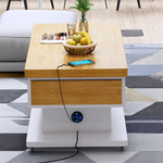 Modern Wooden Tea Table with Storage and Adjustable Height for Living Room fcx-2592