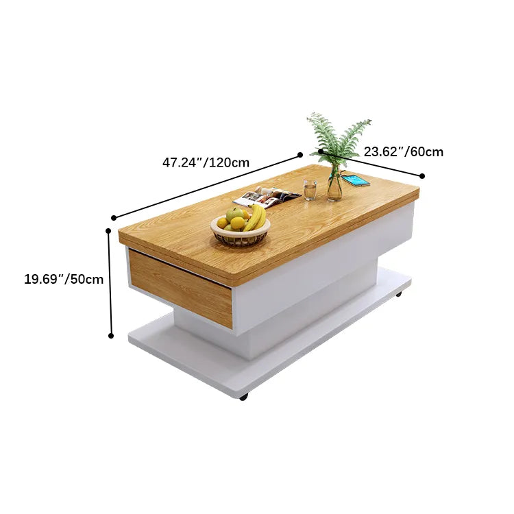 Modern Wooden Tea Table with Storage and Adjustable Height for Living Room fcx-2592