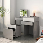 Sleek Glass Makeup Table with Synthetic Leather Stool – Modern Vanity Set for Elegant Spaces fcx-2594