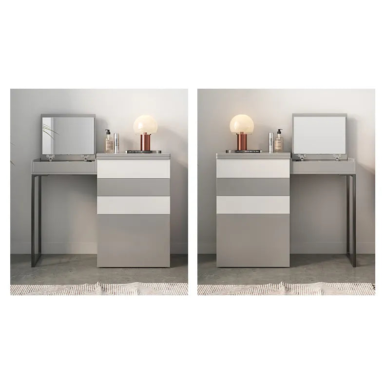 Sleek Glass Makeup Table with Synthetic Leather Stool – Modern Vanity Set for Elegant Spaces fcx-2594