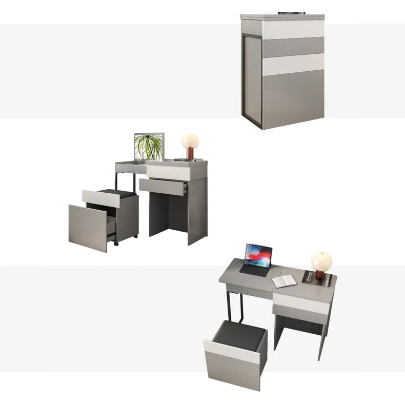 Sleek Glass Makeup Table with Synthetic Leather Stool – Modern Vanity Set for Elegant Spaces fcx-2594