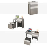 Sleek Glass Makeup Table with Synthetic Leather Stool – Modern Vanity Set for Elegant Spaces fcx-2594