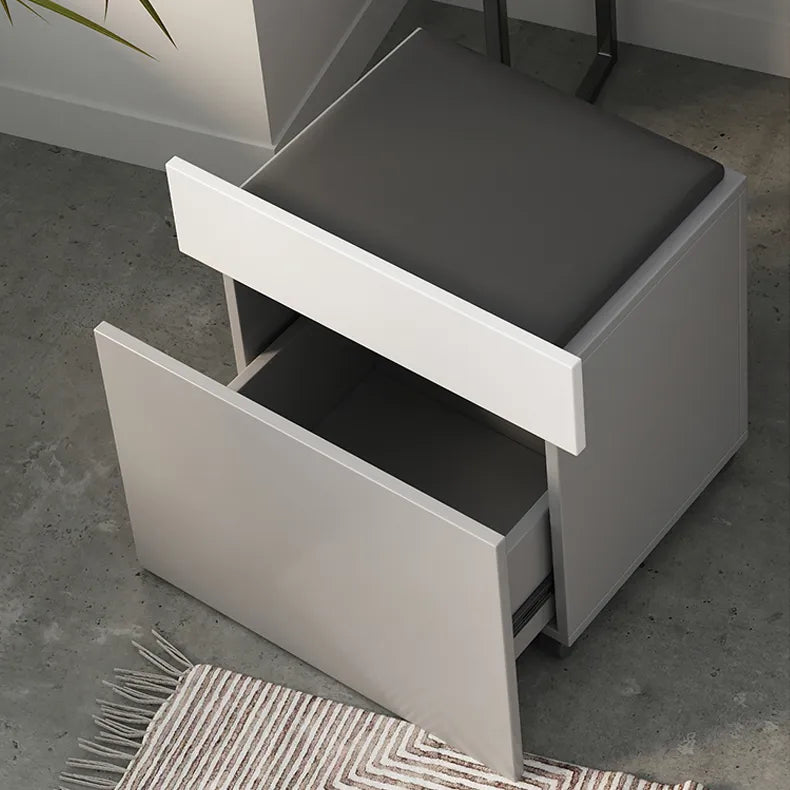 Sleek Glass Makeup Table with Synthetic Leather Stool – Modern Vanity Set for Elegant Spaces fcx-2594