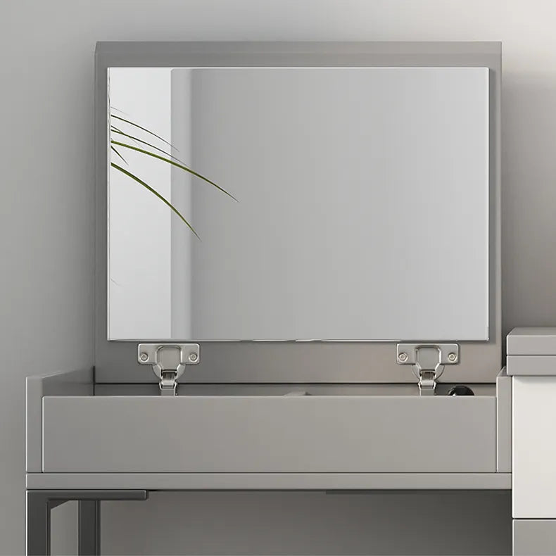 Sleek Glass Makeup Table with Synthetic Leather Stool – Modern Vanity Set for Elegant Spaces fcx-2594