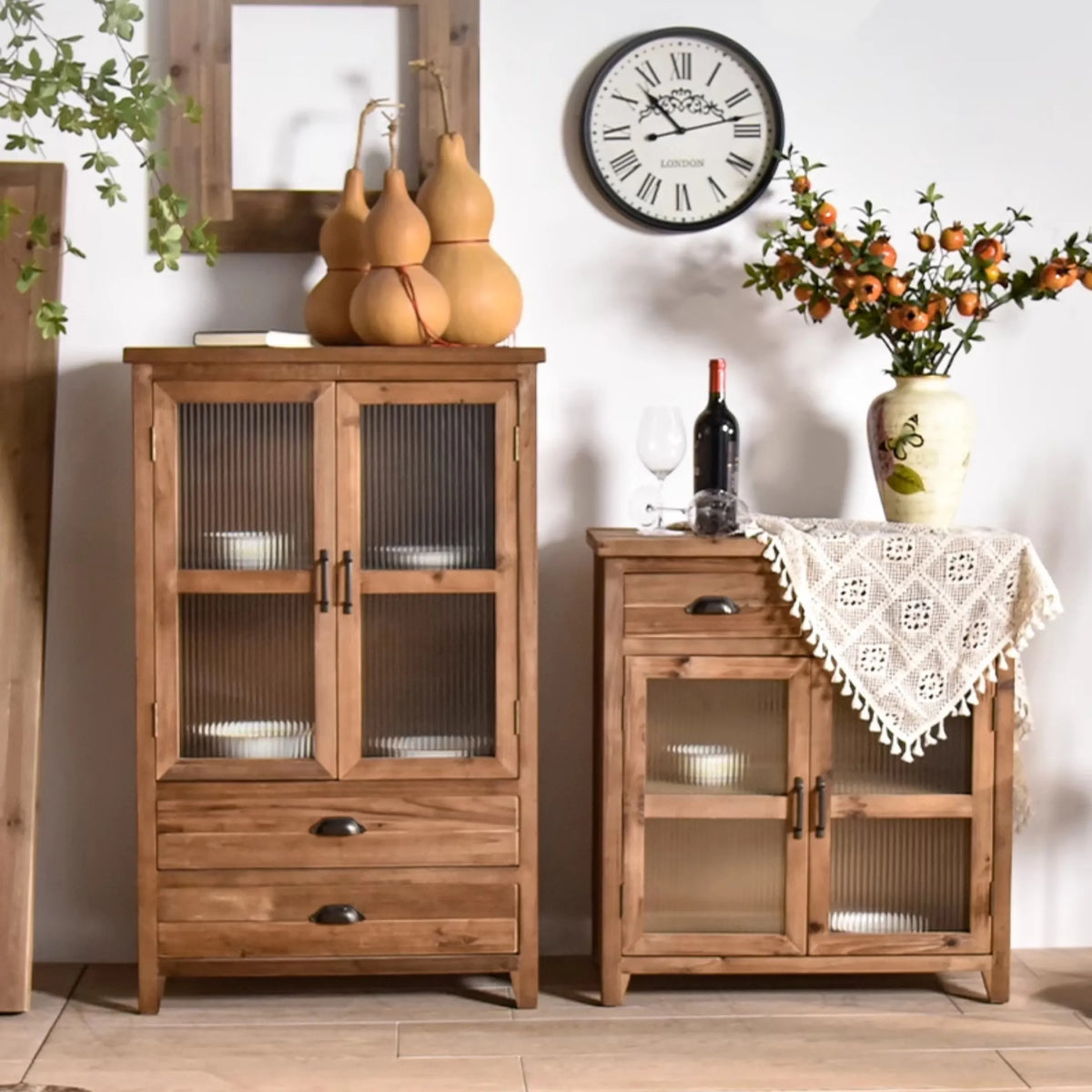 Stylish Chinese Fir and Glass Cabinet for Elegant Home Decor fczym-2305