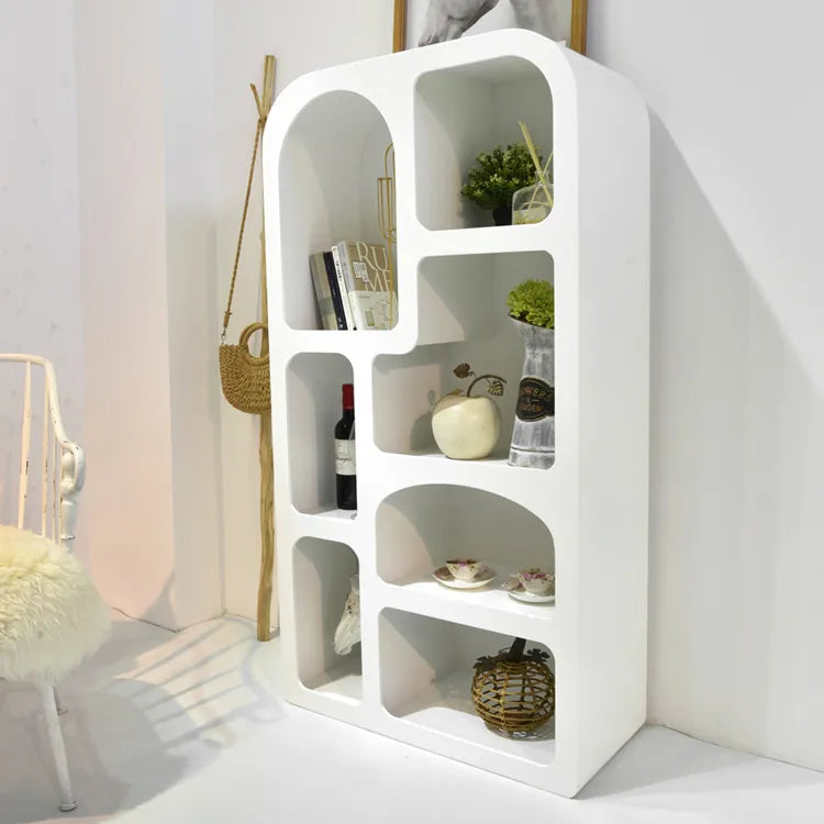 Contemporary White Wooden Cabinet with Unique Modern Design Shelving fczym-2314