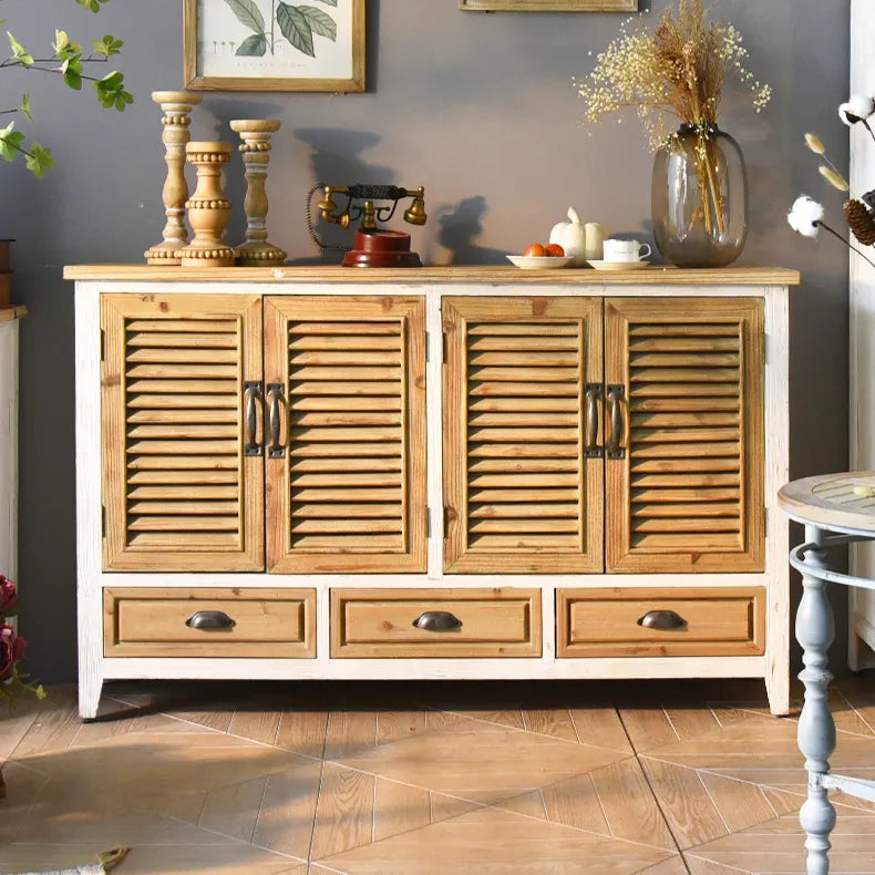 Rustic Wooden Cabinet with Shutter Doors - Chinese Fir Storage Solution fczym-2316